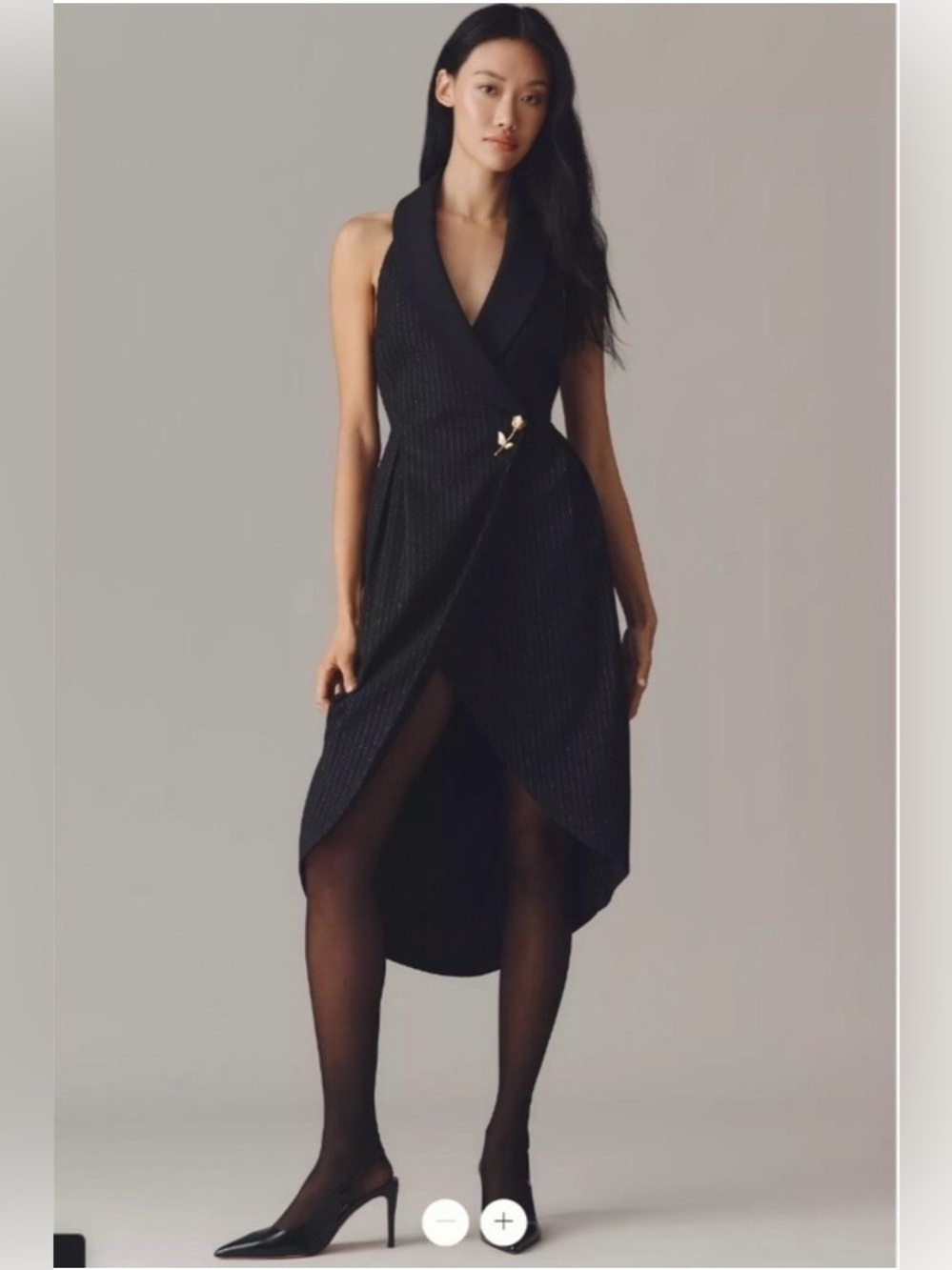 BY ANTHROPOLOGIE HALTER TUXEDO STRIPE MIDI DRESS